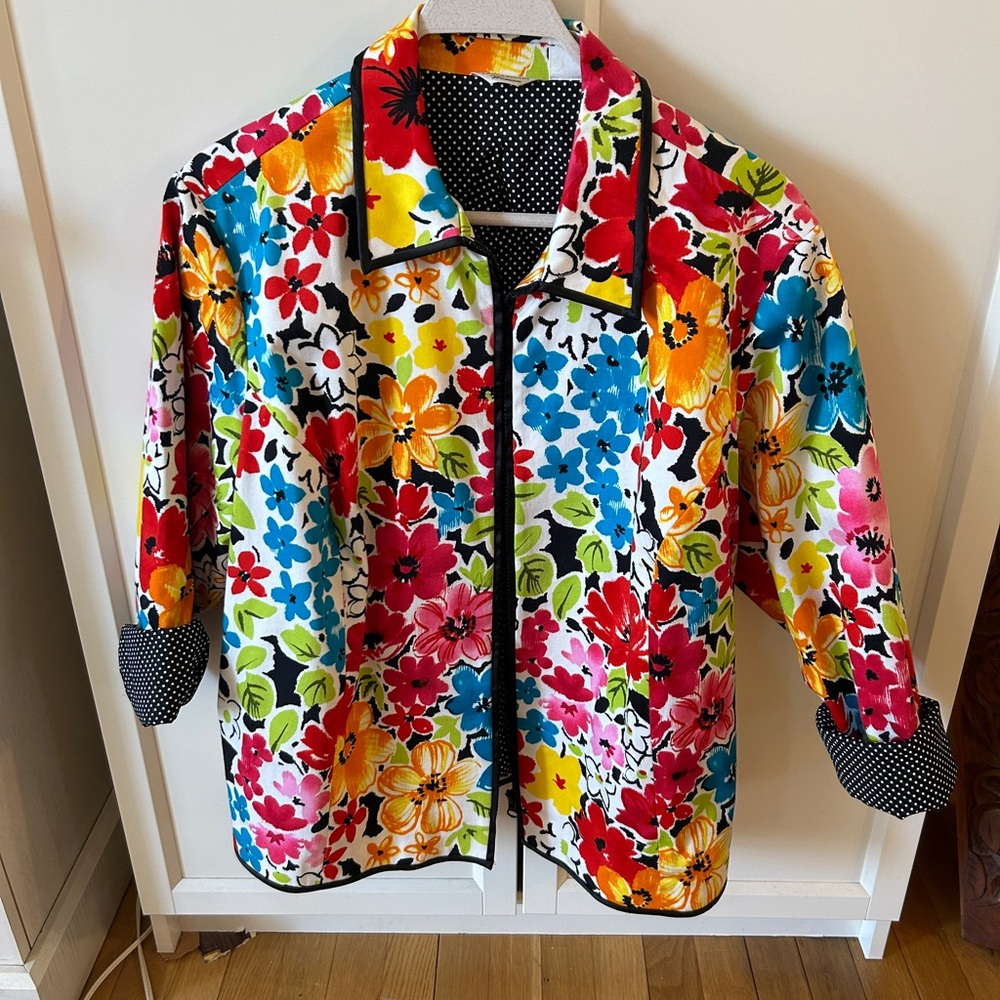 Laura Ashley Vibrant Watercolor Floral Spring Jacket